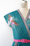 Teal Tropical Floral Dress XS-M