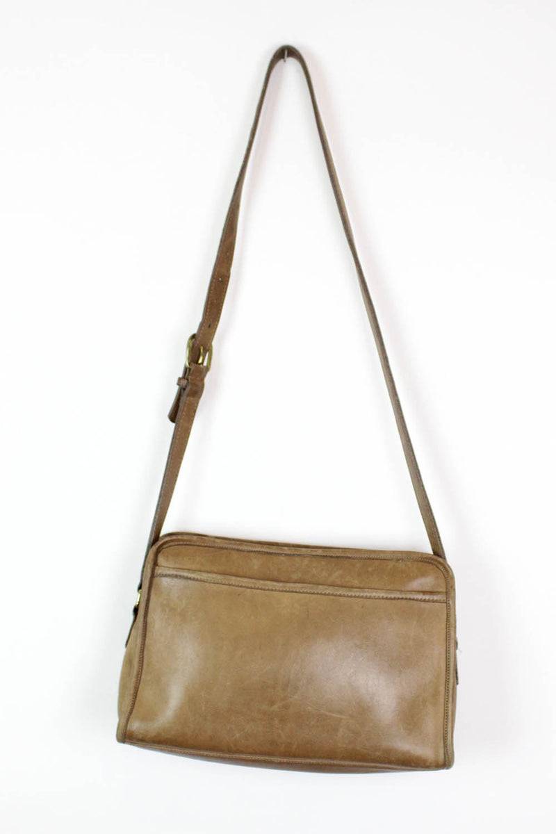 Cafe Leather Big Crossbody Bag w/ Pockets