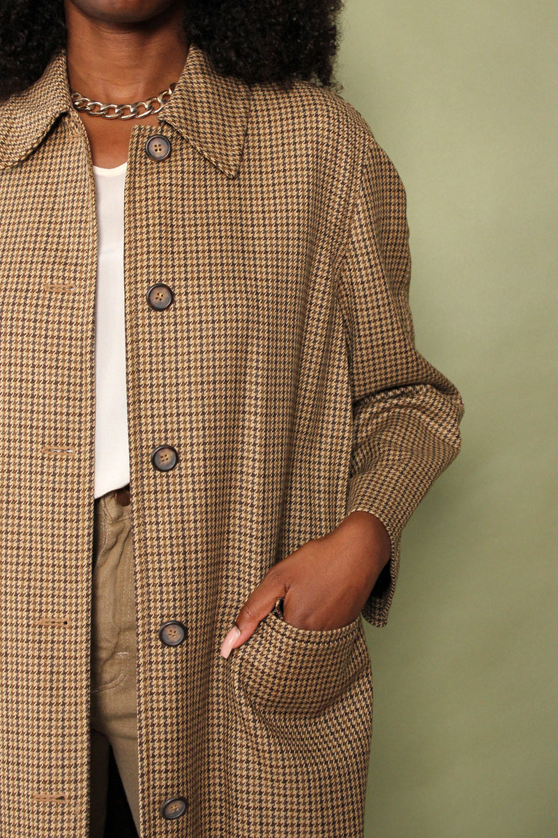 Tonal Wool Houndstooth Overcoat S/M