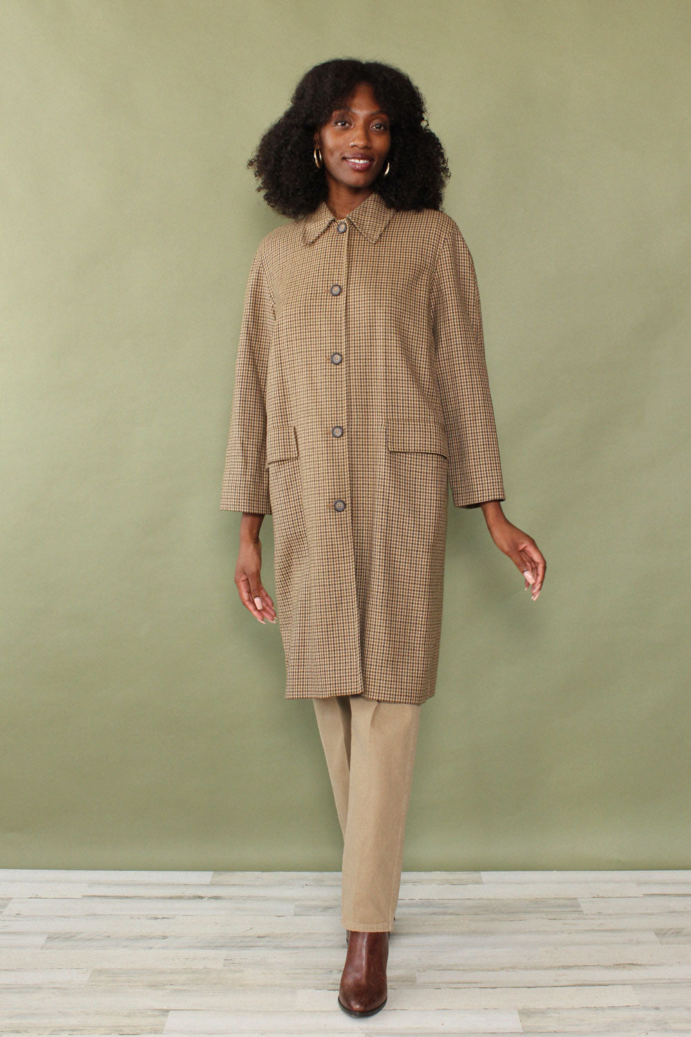 Tonal Wool Houndstooth Overcoat S/M