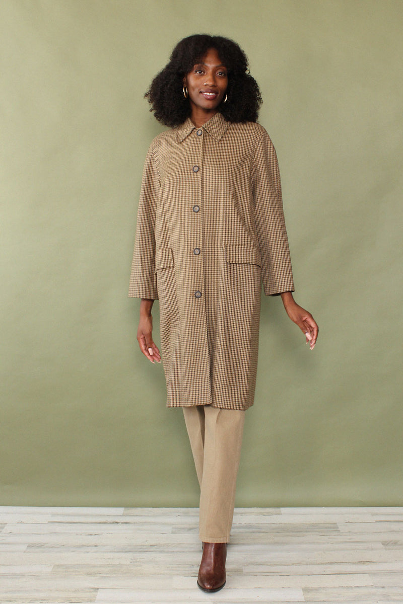 Tonal Wool Houndstooth Overcoat S/M
