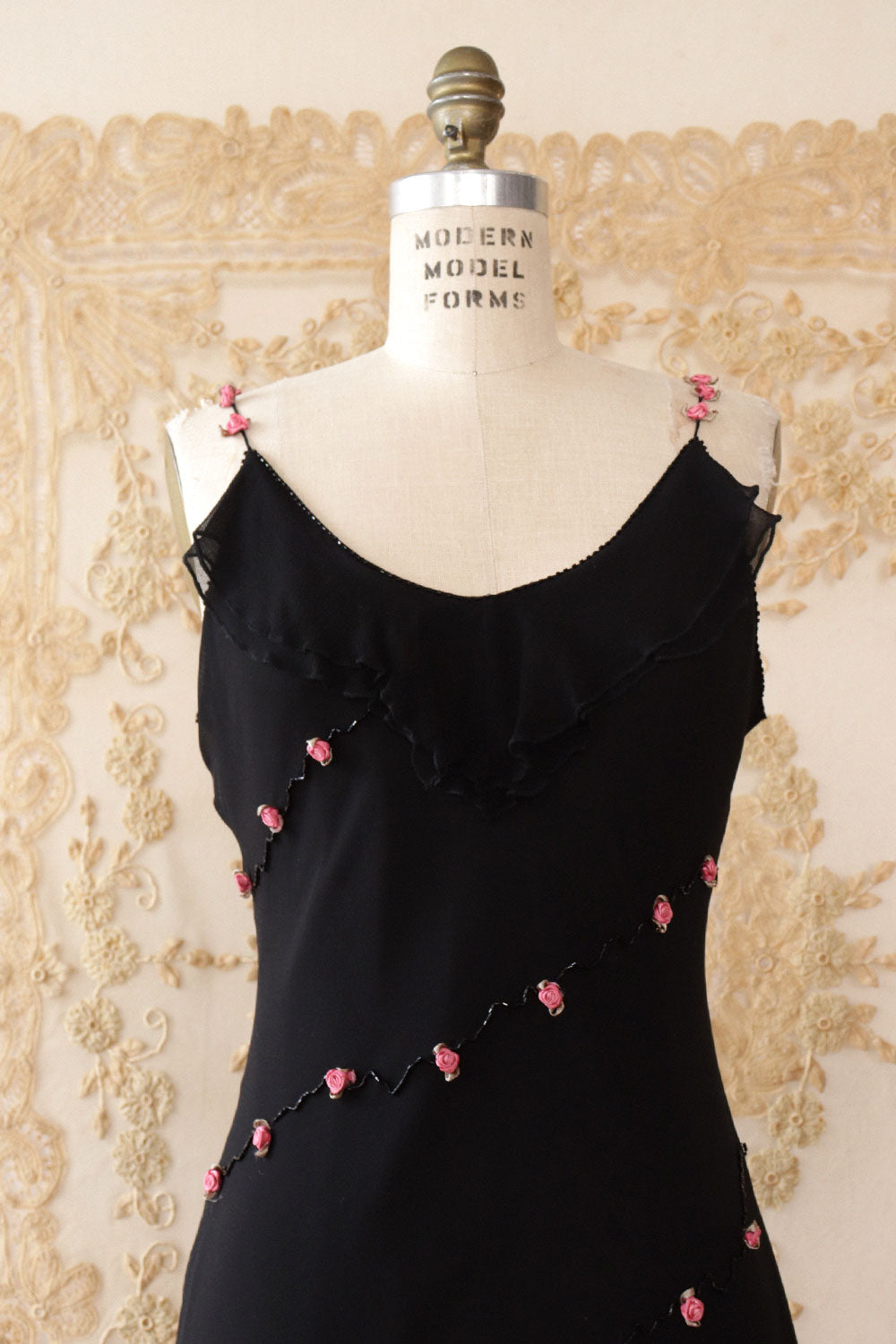 Beaded Bias Cut Flutter Dress S-L