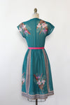 Teal Tropical Floral Dress XS-M