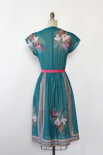 Teal Tropical Floral Dress XS-M