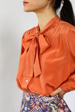 YSL Tangerine Silk Blouse S/M