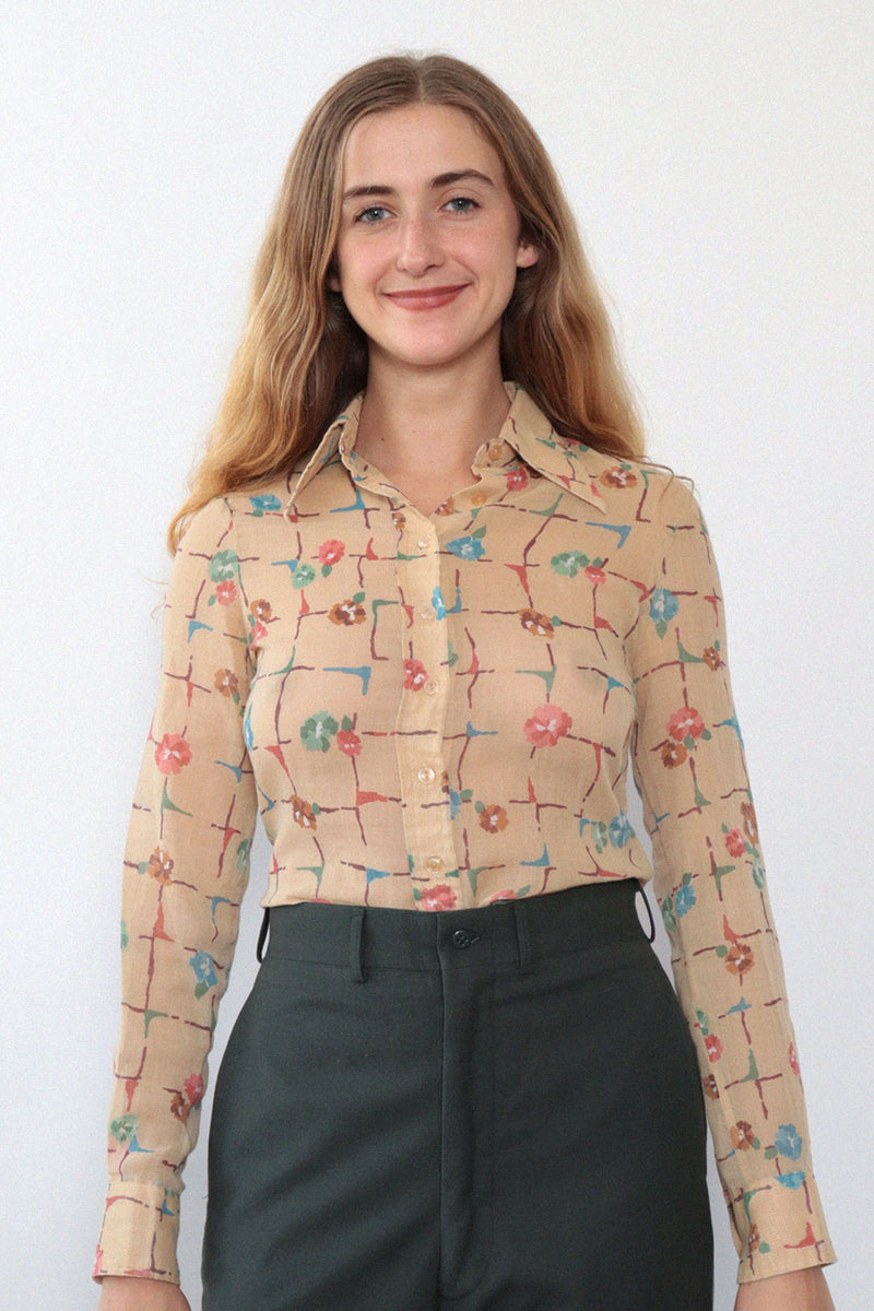 Gamin Flower Grid Blouse XS/S