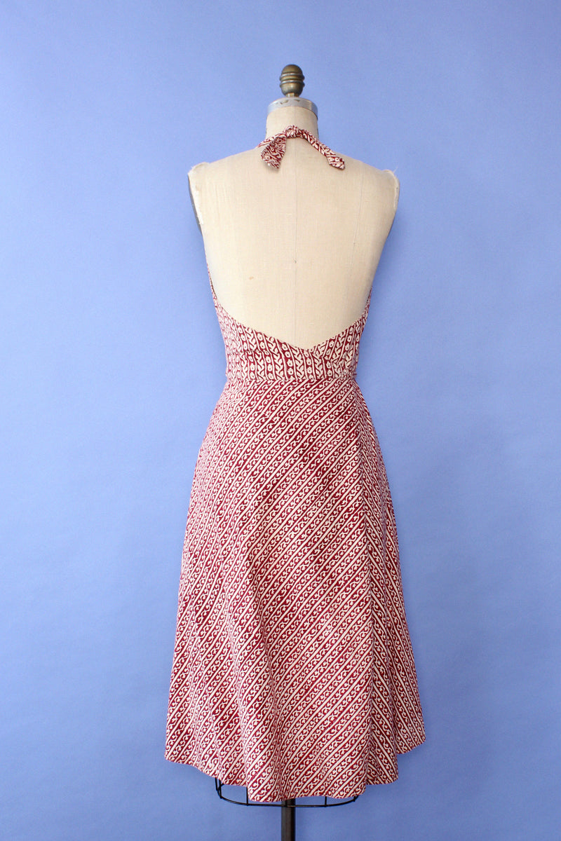 Indian Block Print Halter Wrap Dress M OMNIA Indian Block Print Halter Wrap Dress M OMNIA
