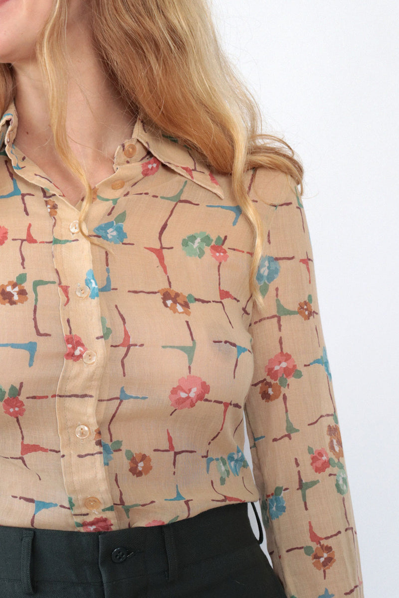 Gamin Flower Grid Blouse XS/S