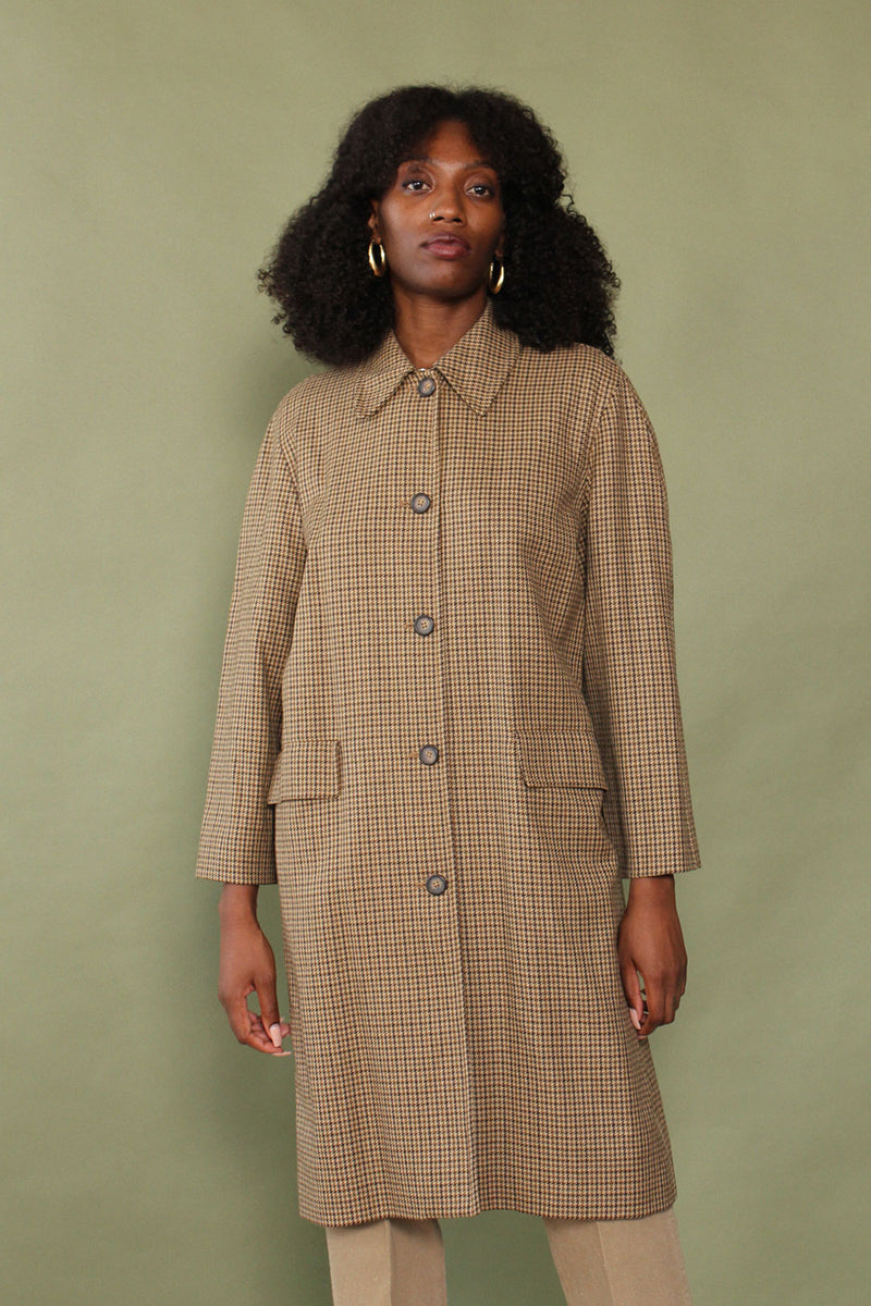 Tonal Wool Houndstooth Overcoat S/M