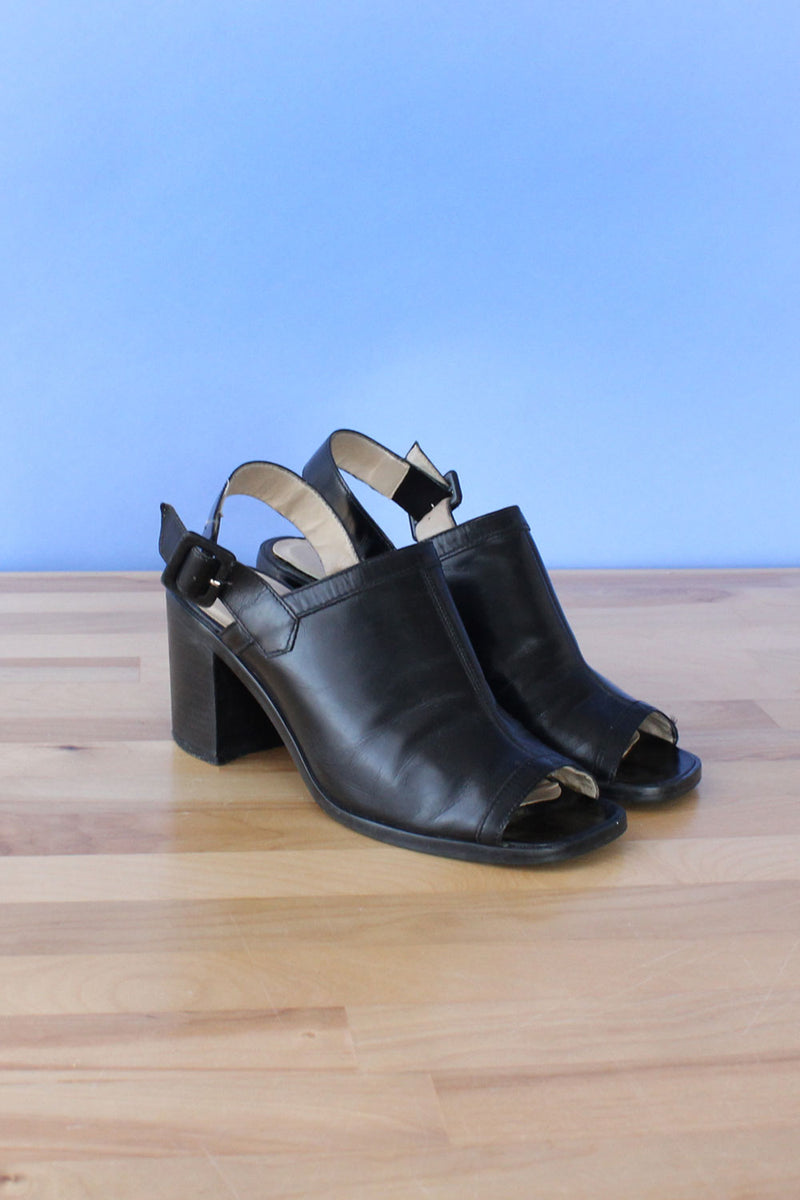 Chunky Leather Mules 7-7.5