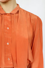 YSL Tangerine Silk Blouse S/M