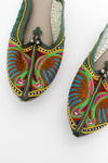 Green Leather Khussa Slippers 8.5
