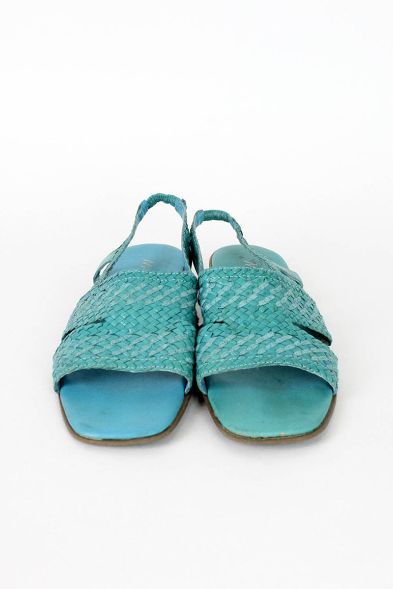 Turquoise Woven Sandals 8
