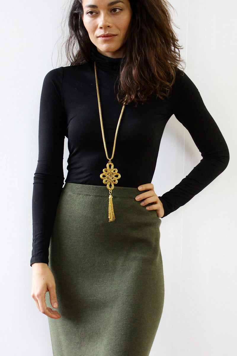 Olive Merino Sweater Skirt S/M