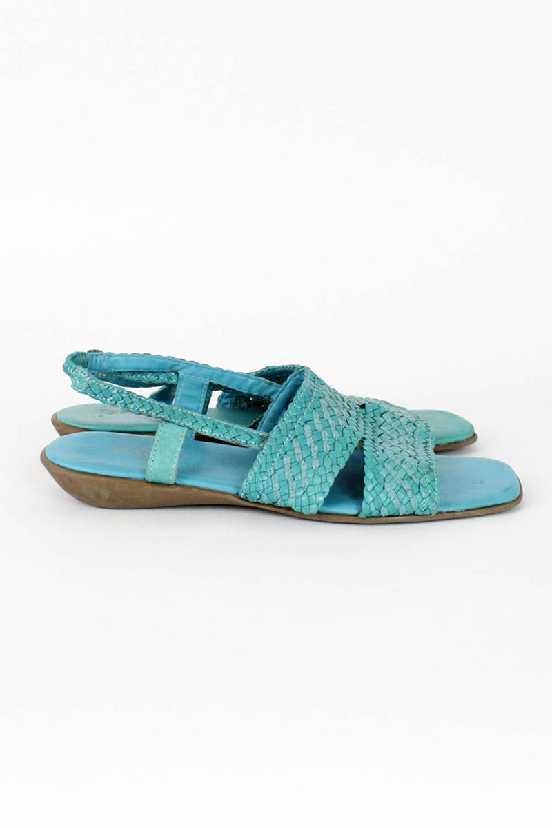 Turquoise Woven Sandals 8