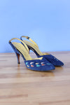 Cerulean Suede Appliqué Heels 7-7.5