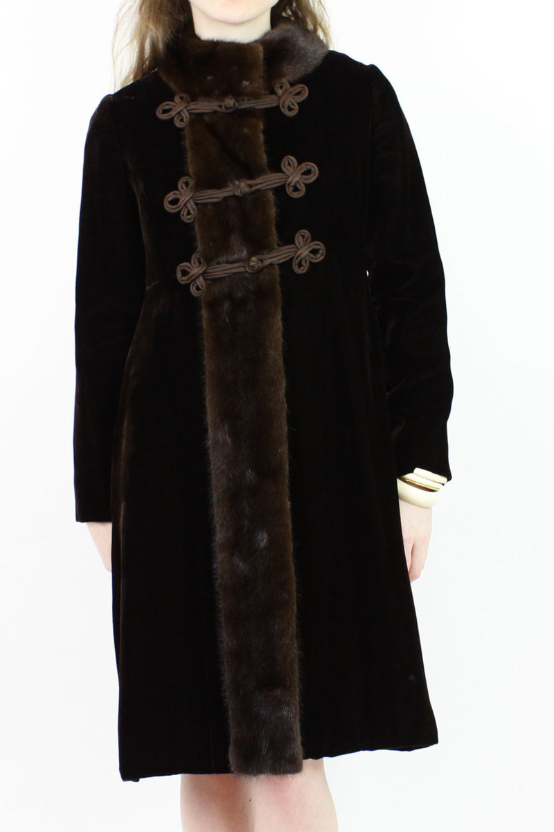 1960s velvet & mink coat XS