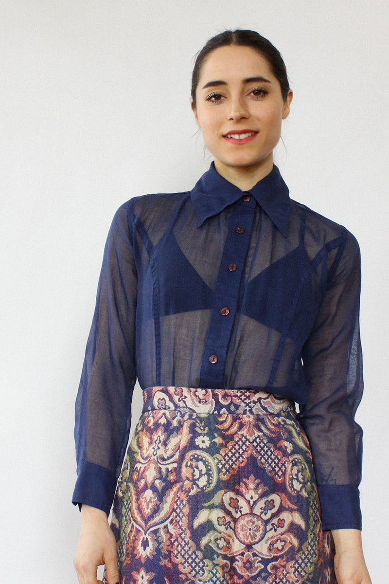 Sheer Navy Buttondown S