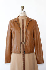 Caramel Leather Minimal Jacket M