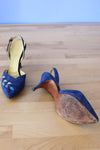 Cerulean Suede Appliqué Heels 7-7.5