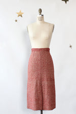 Cranberry Tweed Slit Skirt XS/S