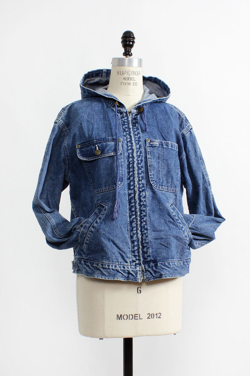 Hood & Zip Denim Jacket M