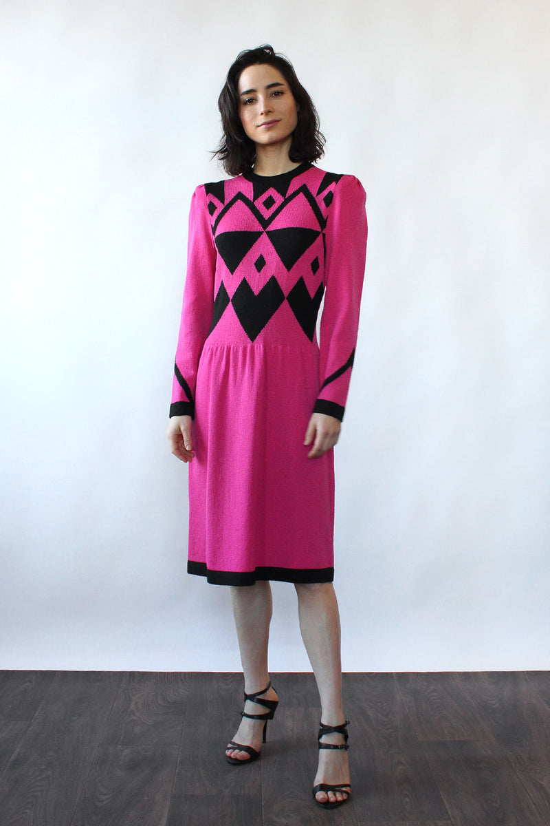 Adolfo Graphic Sweater Dress S/M