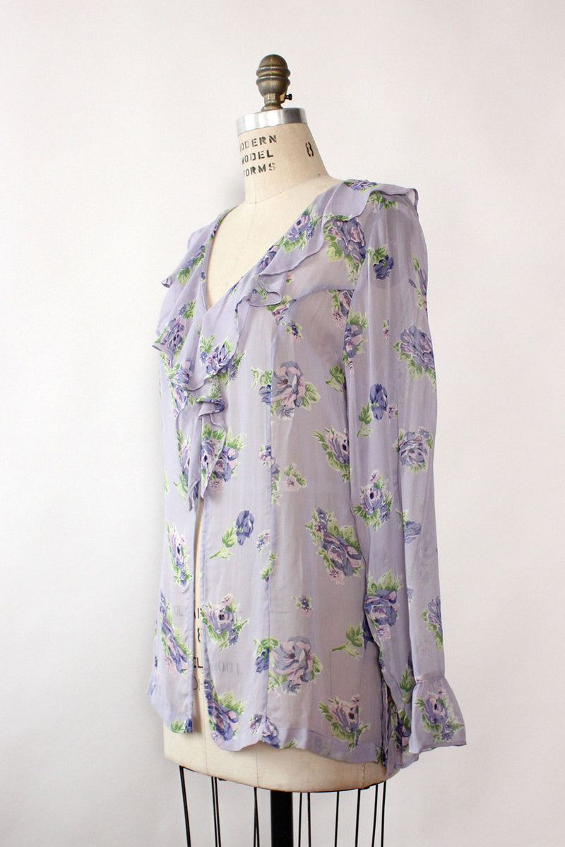 Lilac Chiffon Ruffle Top M/L