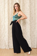 Satin Sash Wide Leg Slacks M