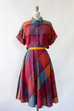 Harvest Plaid Flared Dress L