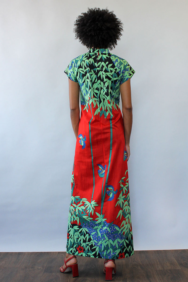 Bamboo Print Maxi Dress L