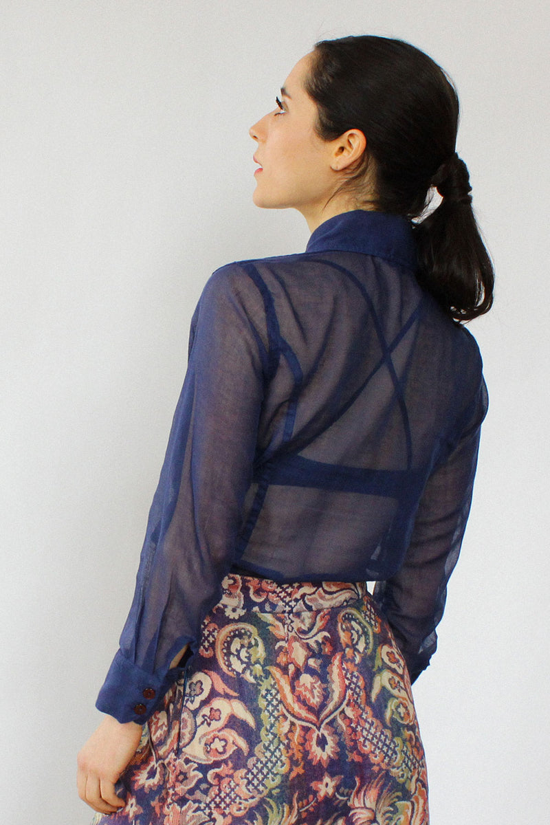 Sheer Navy Buttondown S