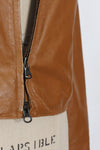 Caramel Leather Minimal Jacket M