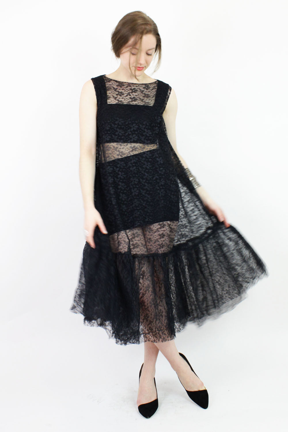 black lace trapeze dress OMNIA black lace trapeze dress OMNIA