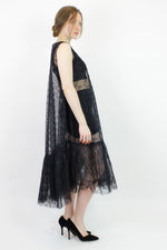 black lace trapeze dress