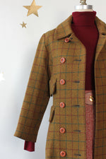 Olive Plaid Maxi Coat S/M