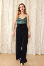 Satin Sash Wide Leg Slacks M