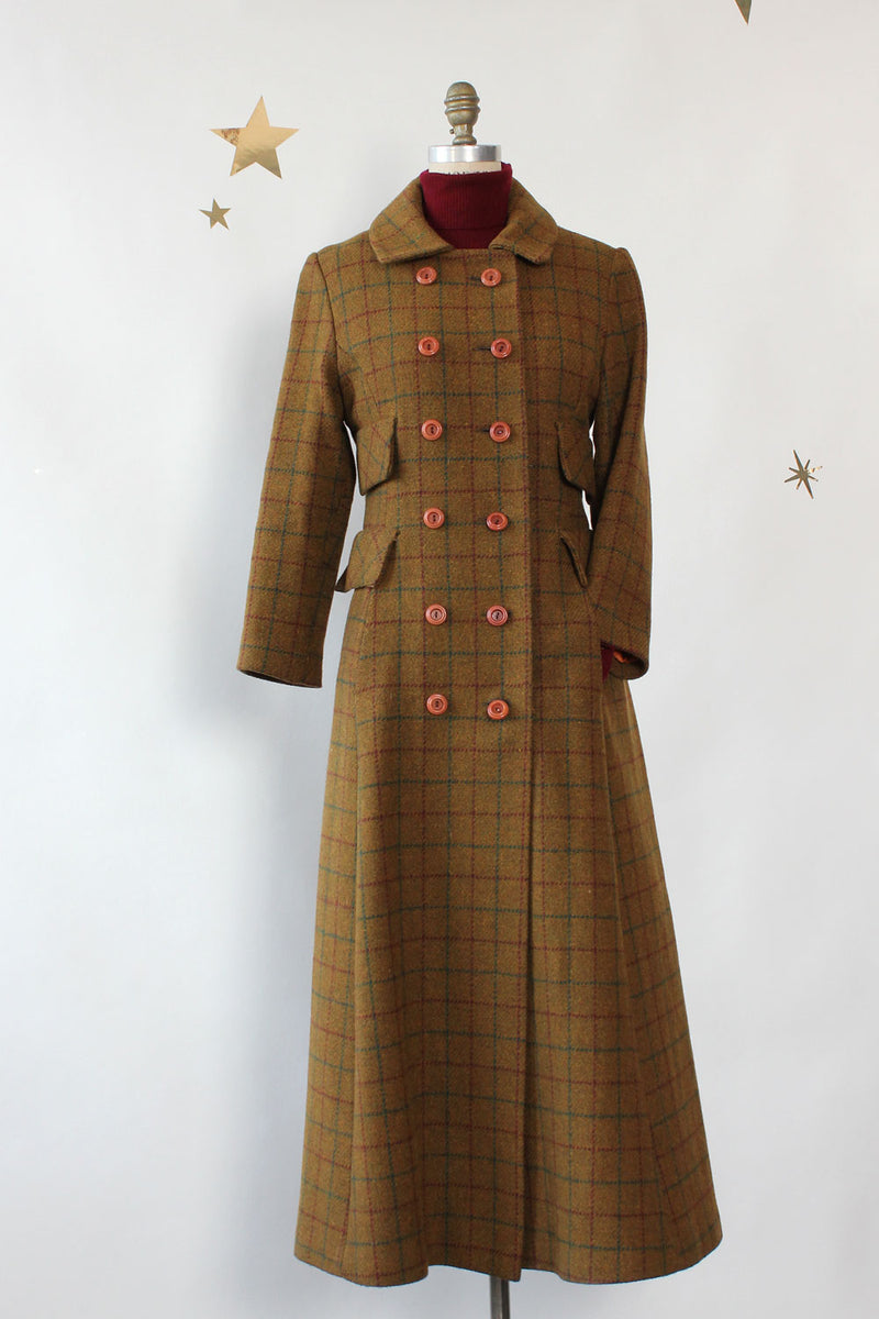 Olive Plaid Maxi Coat S/M