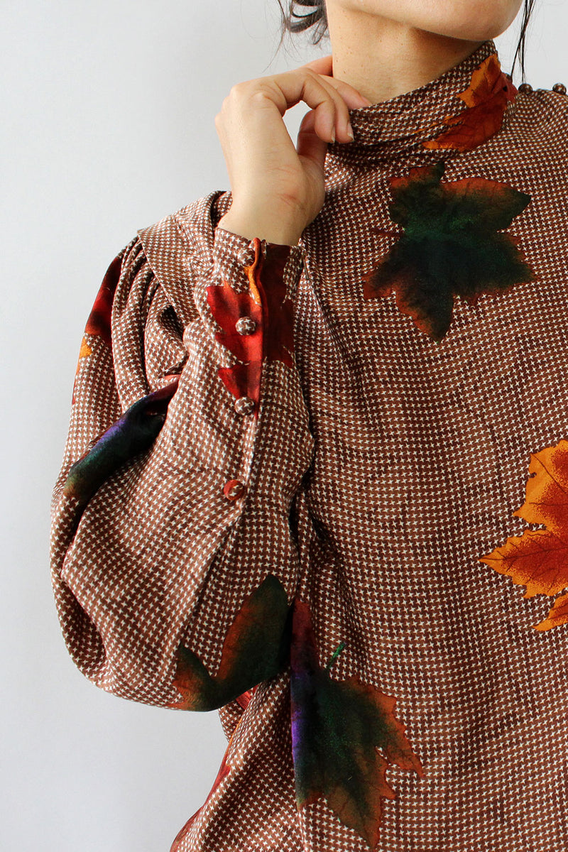 Silk Foliage Blouse M