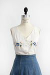 Embroidered Crop Cotton Top S