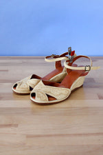 Tooled Peeptoe Wedge Sandals 6.5-7