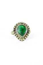 Iridescent Green Teardrop Ring
