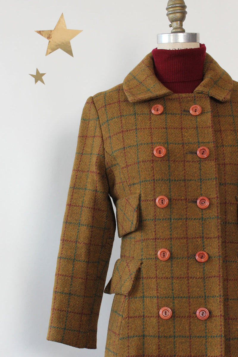 Olive Plaid Maxi Coat S/M