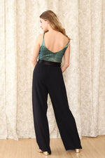 Satin Sash Wide Leg Slacks M