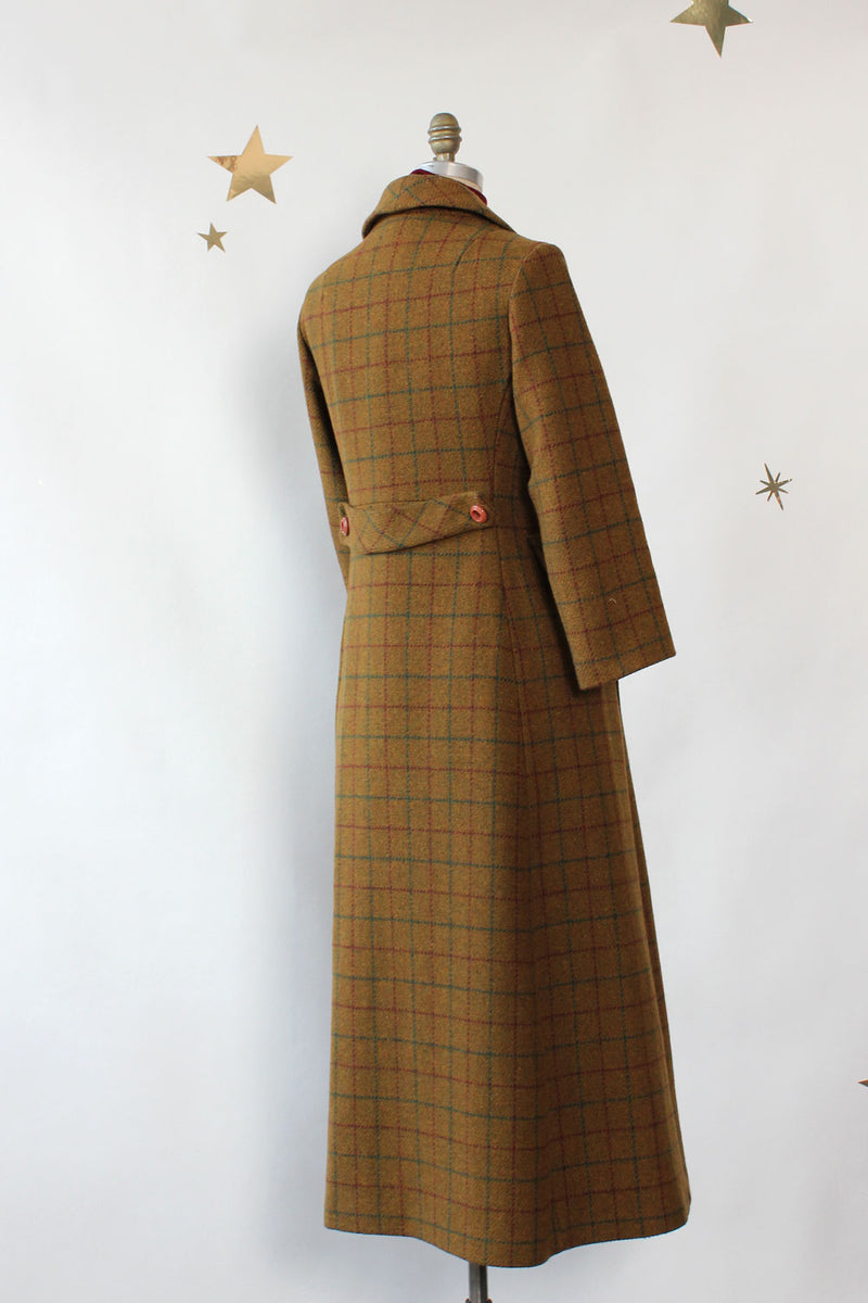 Olive Plaid Maxi Coat S/M