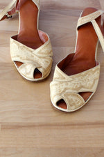 Tooled Peeptoe Wedge Sandals 6.5-7