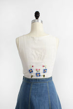 Embroidered Crop Cotton Top S