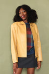 Honey Leather Boxy Jacket L