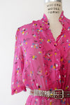 Hot Pink Typography Print Sheer Dress M