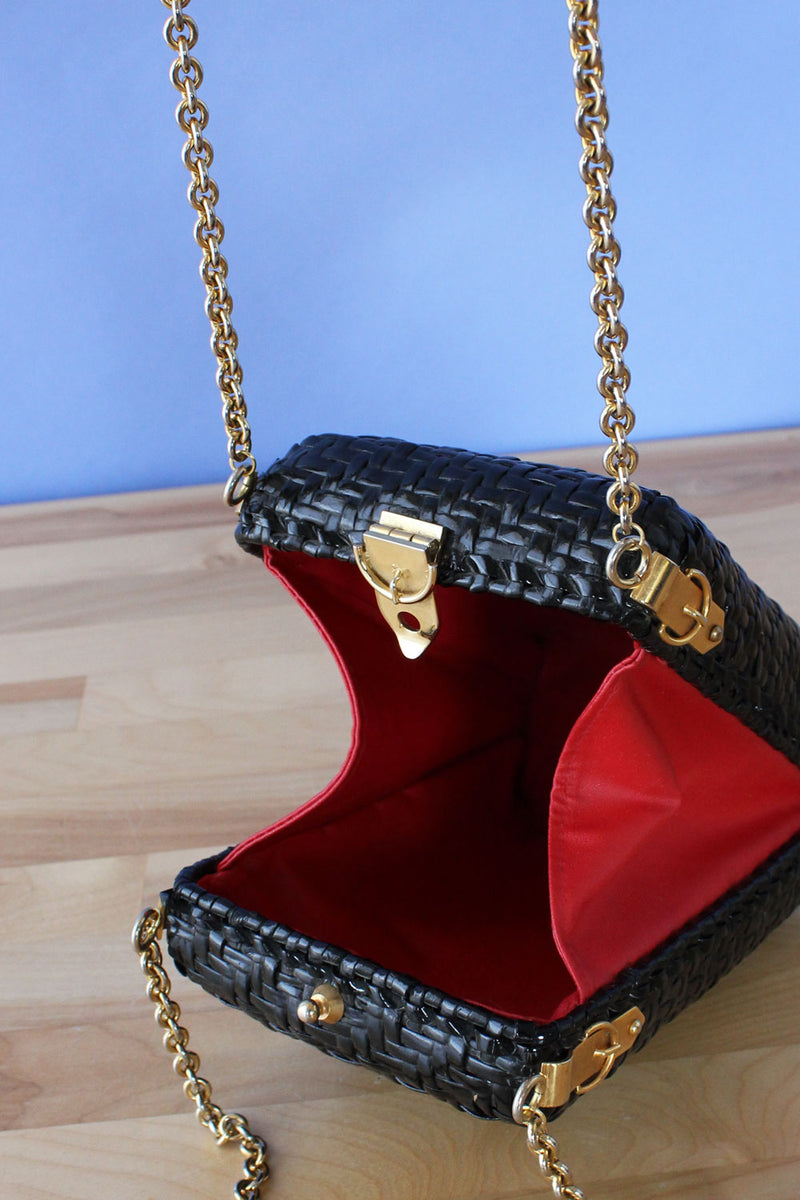 Dorian Wicker & Gold Chain Purse